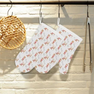Chihuahua Bone Paw Pattern Heat Resistant Oven Mitts Pot Holders Set
