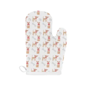 Chihuahua Bone Paw Pattern Heat Resistant Oven Mitts Pot Holders Set