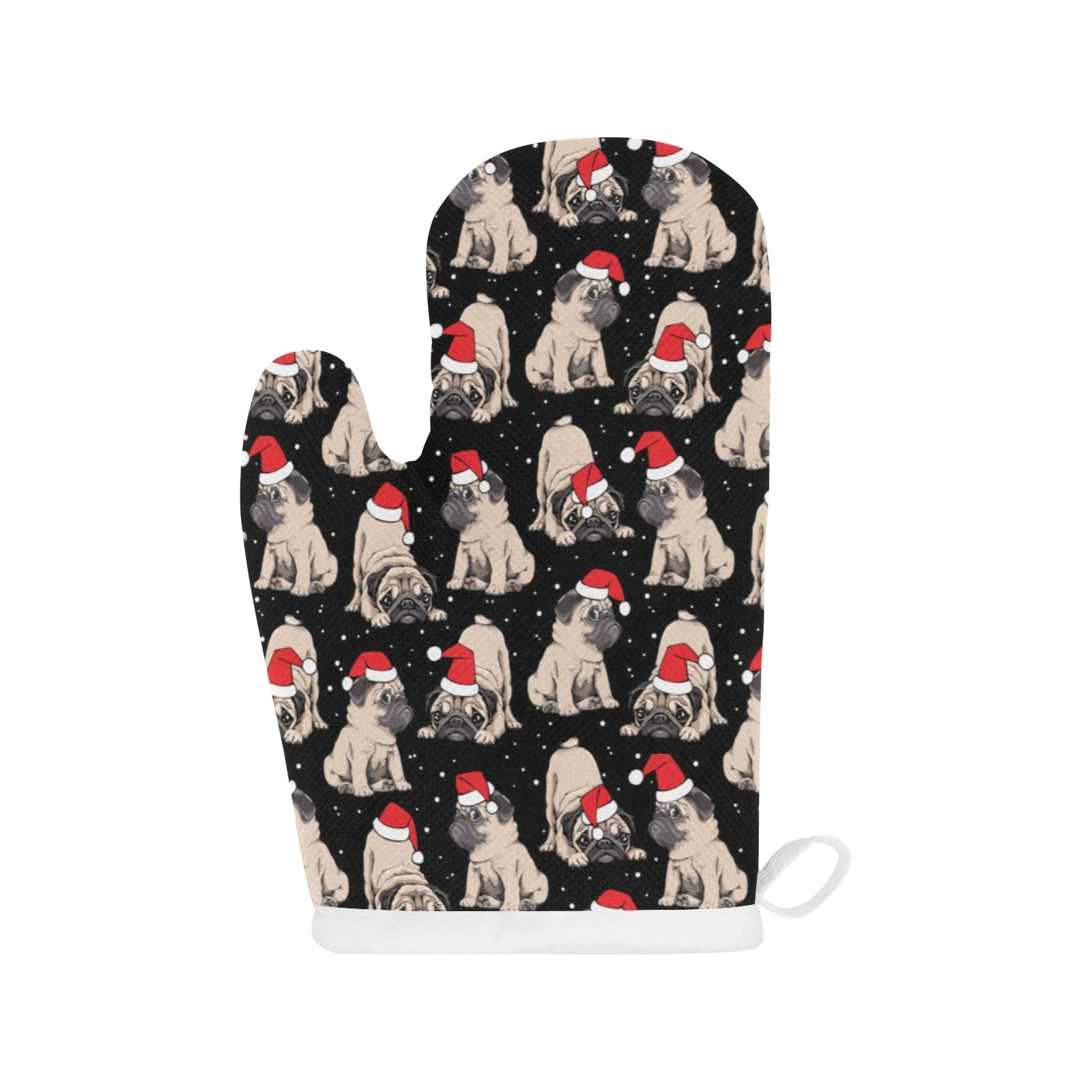 Christmas Pugs Santa Red Cap Pattern Heat Resistant Oven Mitts Pot Holders Set Christmas Pugs Santa Red Cap Pattern Heat Resistant Oven Mitts Pot Holders Set