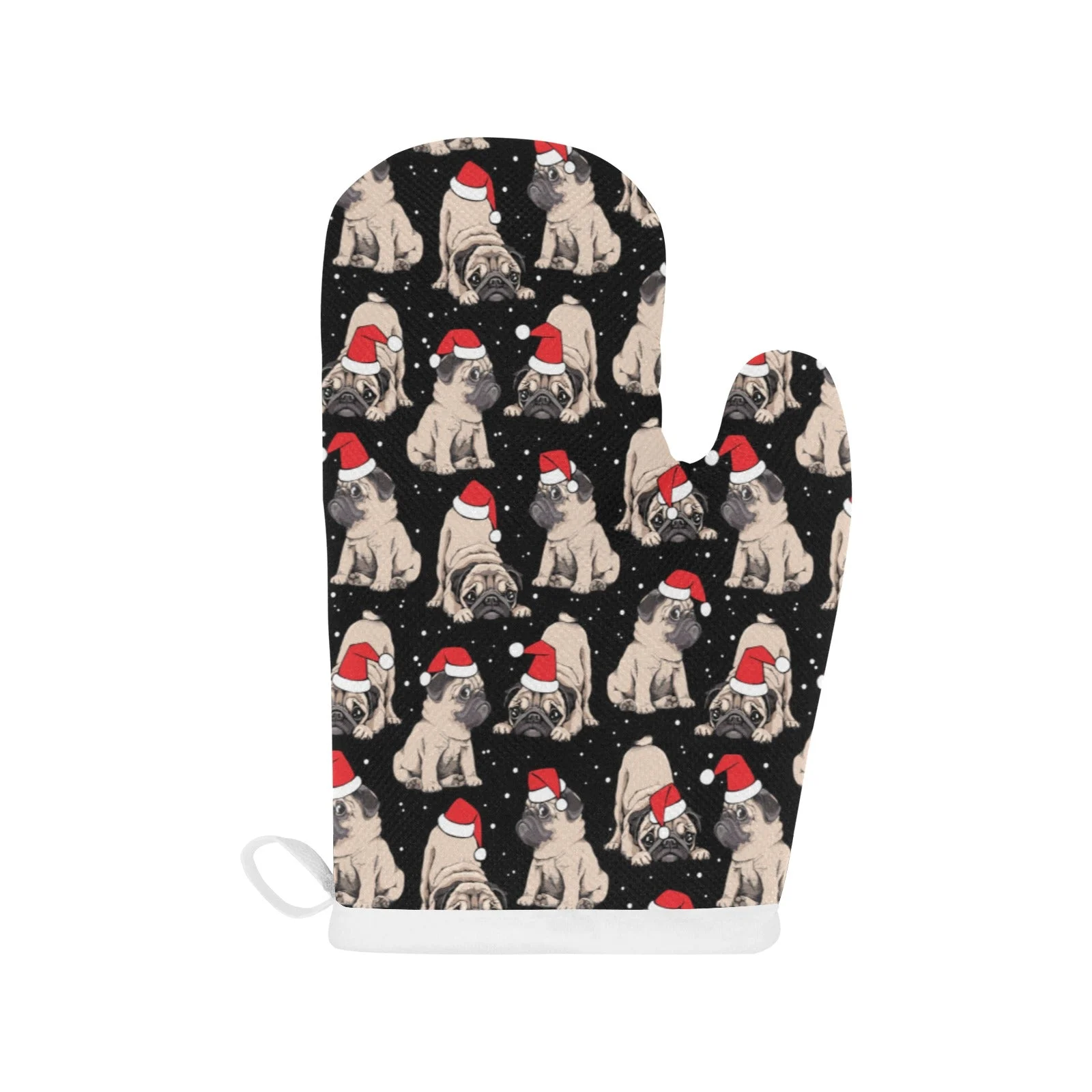 Christmas Pugs Santa Red Cap Pattern Heat Resistant Oven Mitts Pot Holders Set Christmas Pugs Santa Red Cap Pattern Heat Resistant Oven Mitts Pot Holders Set