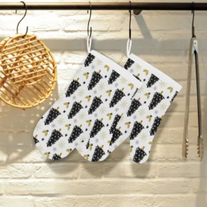 Christmas Tree Holly Snow Star Pattern Heat Resistant Oven Mitts Pot Holders Set