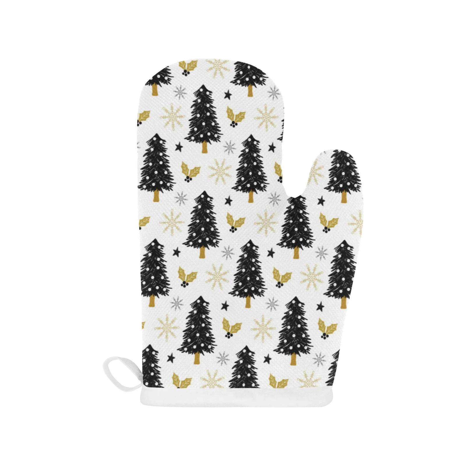 Christmas Tree Holly Snow Star Pattern Heat Resistant Oven Mitts Pot Holders Set Christmas Tree Holly Snow Star Pattern Heat Resistant Oven Mitts Pot Holders Set