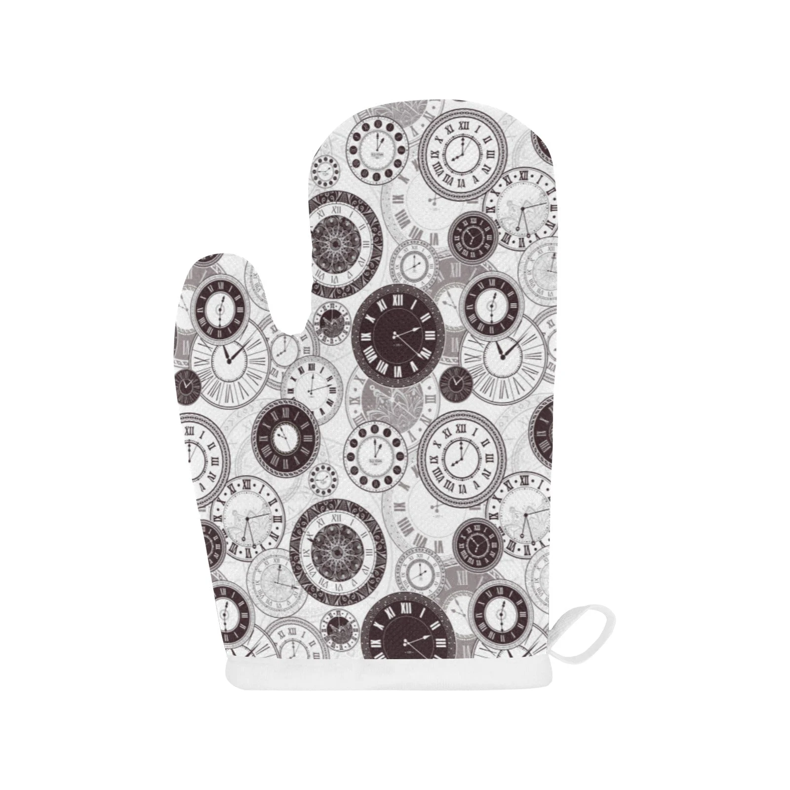 Classic Vintage Clock Pattern Heat Resistant Oven Mitts Pot Holders Set Classic Vintage Clock Pattern Heat Resistant Oven Mitts Pot Holders Set