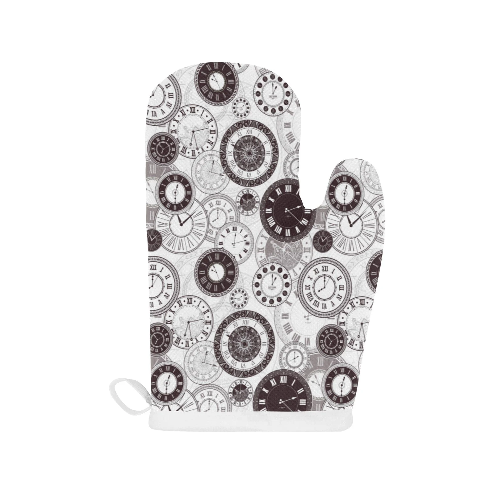 Classic Vintage Clock Pattern Heat Resistant Oven Mitts Pot Holders Set Classic Vintage Clock Pattern Heat Resistant Oven Mitts Pot Holders Set