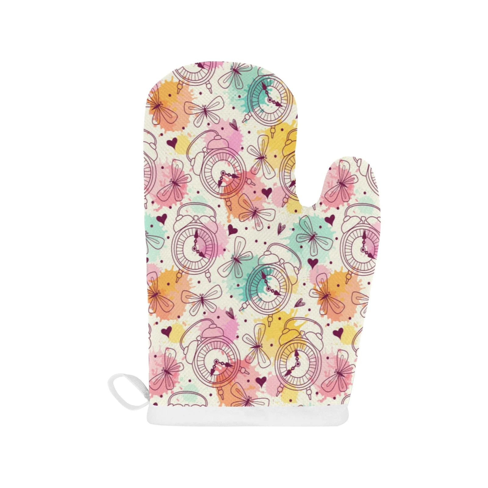 Clock Butterfly Pattern Heat Resistant Oven Mitts Pot Holders Set Clock Butterfly Pattern Heat Resistant Oven Mitts Pot Holders Set