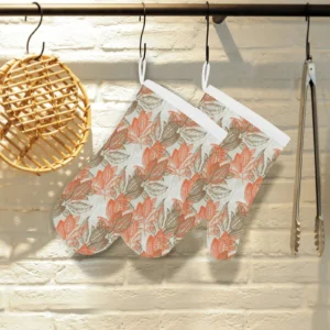 Cocoa Beans Cocoa Tree Pattern Heat Resistant Oven Mitts Pot Holders Set