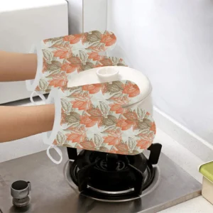 Cocoa Beans Cocoa Tree Pattern Heat Resistant Oven Mitts Pot Holders Set