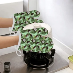 Coconut Pattern Print Design 02 Heat Resistant Oven Mitts Pot Holders Set