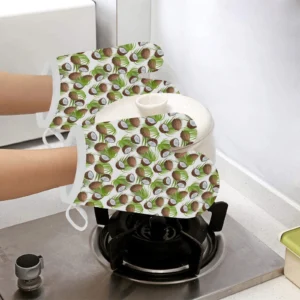 Coconut Pattern Print Design 04 Heat Resistant Oven Mitts Pot Holders Set