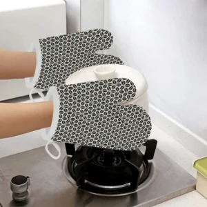Coffee Bean Abstract Modern Pattern Heat Resistant Oven Mitts Pot Holders Set