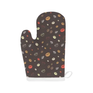 Coffee Bean Leave Pattern Heat Resistant Oven Mitts Pot Holders Set