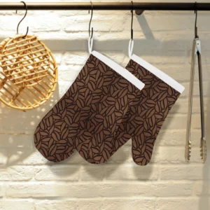 Coffee Bean Pattern Heat Resistant Oven Mitts Pot Holders Set