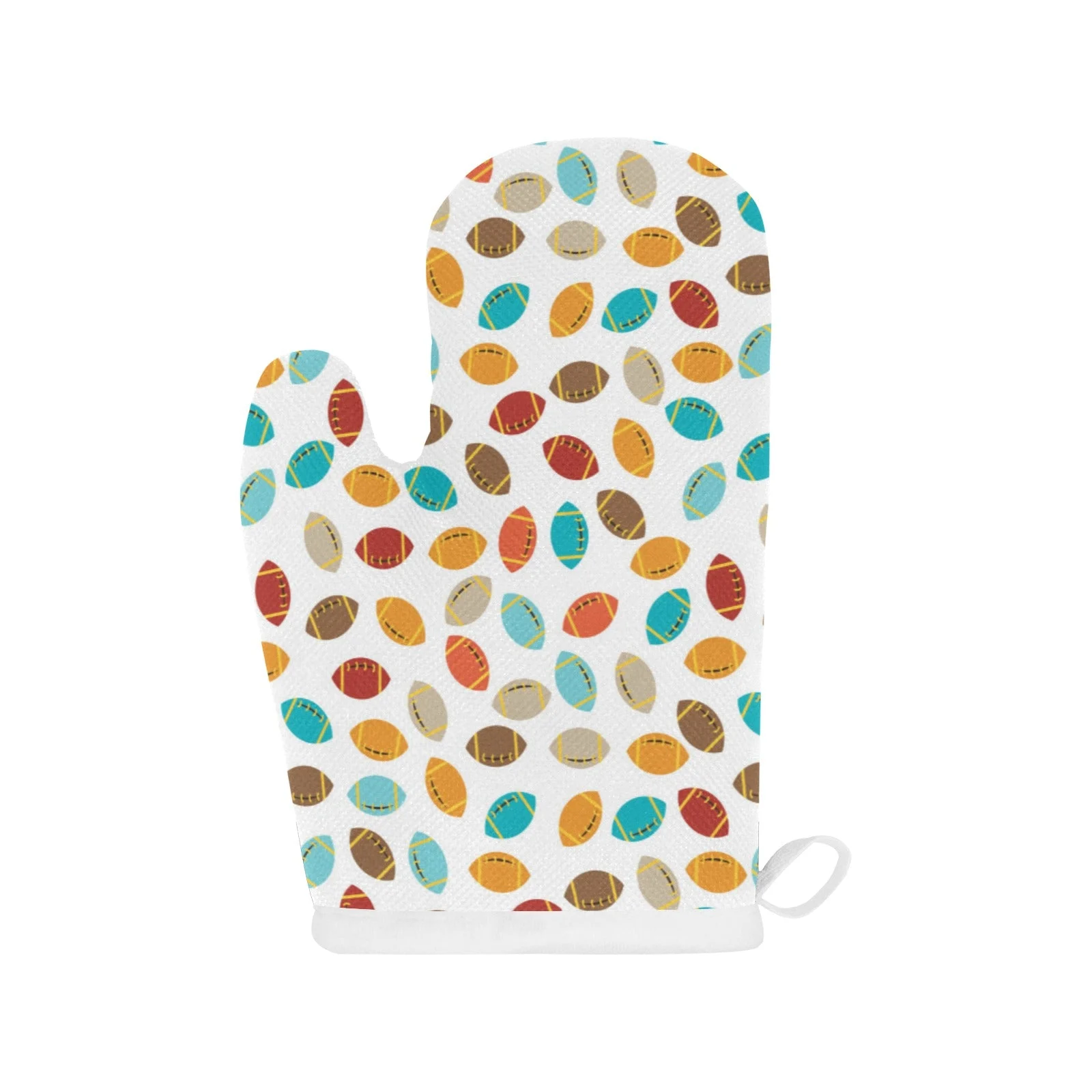 Colorful American Football Ball Pattern Heat Resistant Oven Mitts Pot Holders Set Colorful American Football Ball Pattern Heat Resistant Oven Mitts Pot Holders Set