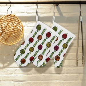 Colorful Apples Leave Zebra Stripe Heat Resistant Oven Mitts Pot Holders Set