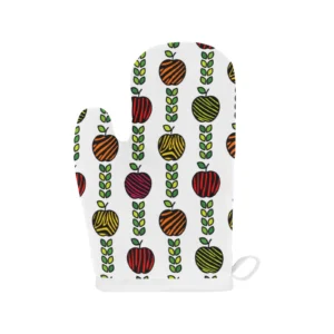 Colorful Apples Leave Zebra Stripe Heat Resistant Oven Mitts Pot Holders Set