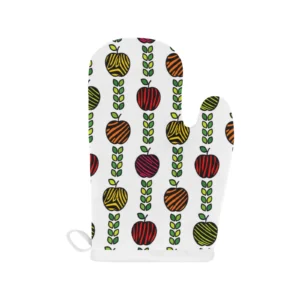 Colorful Apples Leave Zebra Stripe Heat Resistant Oven Mitts Pot Holders Set