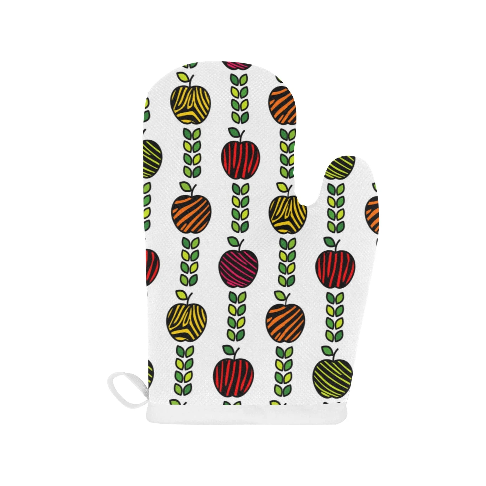 Colorful Apples Leave Zebra Stripe Heat Resistant Oven Mitts Pot Holders Set Colorful Apples Leave Zebra Stripe Heat Resistant Oven Mitts Pot Holders Set