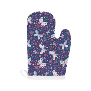 Colorful Butterfly Flower Pattern Heat Resistant Oven Mitts Pot Holders Set