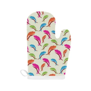 Colorful Chameleon Lizard Pattern Heat Resistant Oven Mitts Pot Holders Set