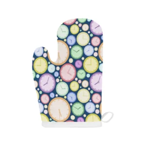 Colorful Clock Background Heat Resistant Oven Mitts Pot Holders Set
