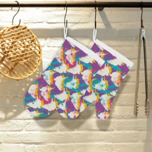 Colorful Crow Illustration Pattern Heat Resistant Oven Mitts Pot Holders Set