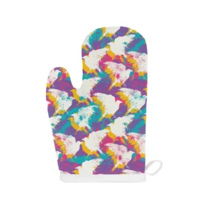 Colorful Crow Illustration Pattern Heat Resistant Oven Mitts Pot Holders Set