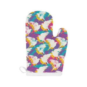 Colorful Crow Illustration Pattern Heat Resistant Oven Mitts Pot Holders Set