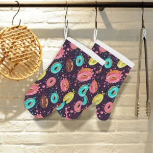 Colorful Donut Glaze Pattern Heat Resistant Oven Mitts Pot Holders Set