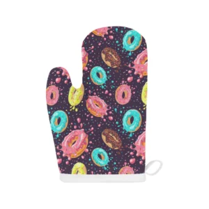 Colorful Donut Glaze Pattern Heat Resistant Oven Mitts Pot Holders Set