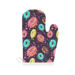Colorful Donut Glaze Pattern Heat Resistant Oven Mitts Pot Holders Set