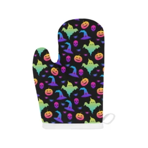 Colorful Halloween Background Heat Resistant Oven Mitts Pot Holders Set