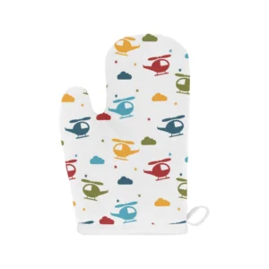 Colorful Helicopter Pattern Heat Resistant Oven Mitts Pot Holders Set