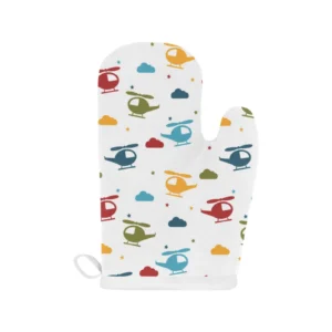 Colorful Helicopter Pattern Heat Resistant Oven Mitts Pot Holders Set