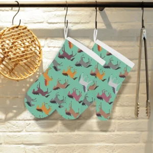 Colorful Horses Pattern Heat Resistant Oven Mitts Pot Holders Set