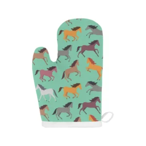 Colorful Horses Pattern Heat Resistant Oven Mitts Pot Holders Set