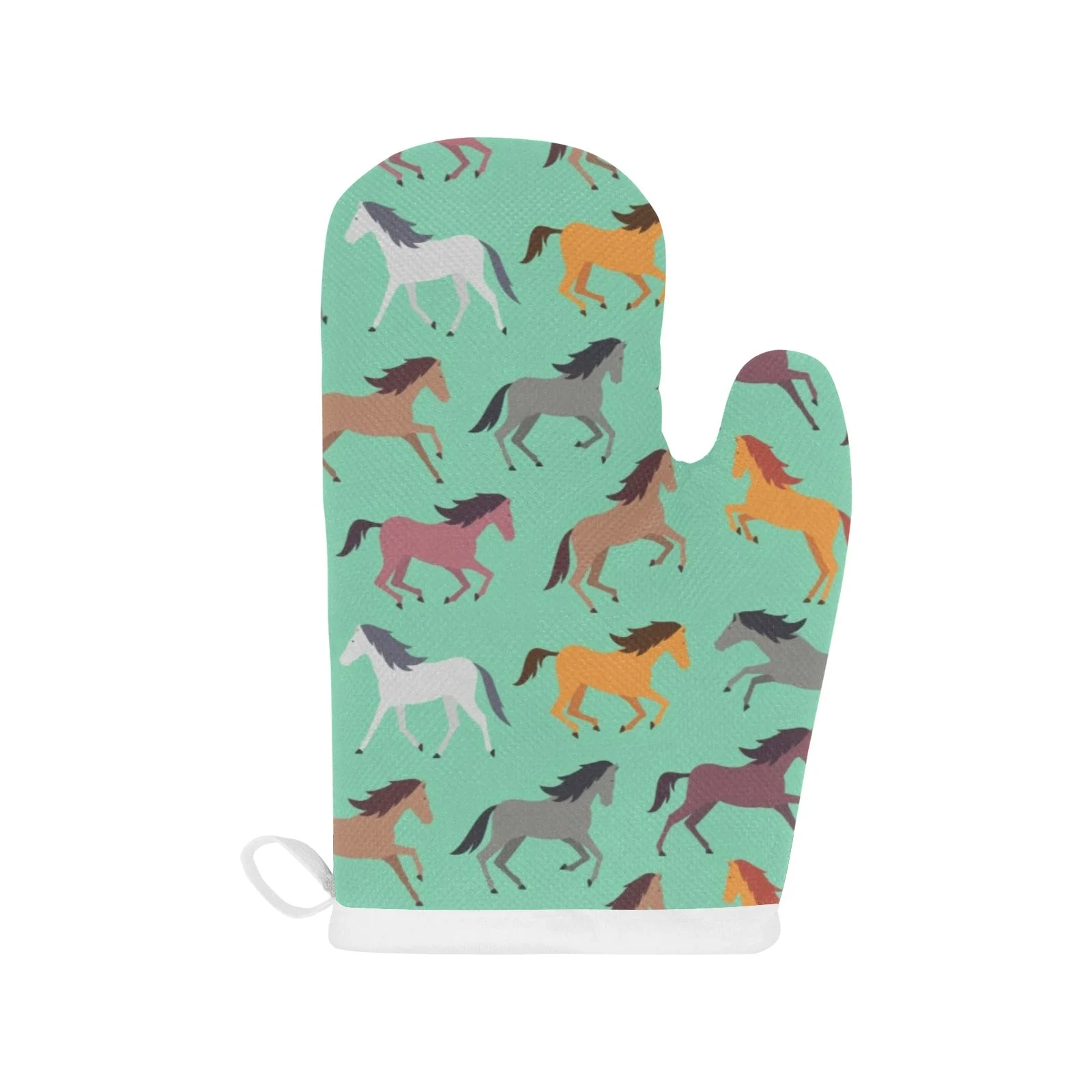 Colorful Horses Pattern Heat Resistant Oven Mitts Pot Holders Set Colorful Horses Pattern Heat Resistant Oven Mitts Pot Holders Set