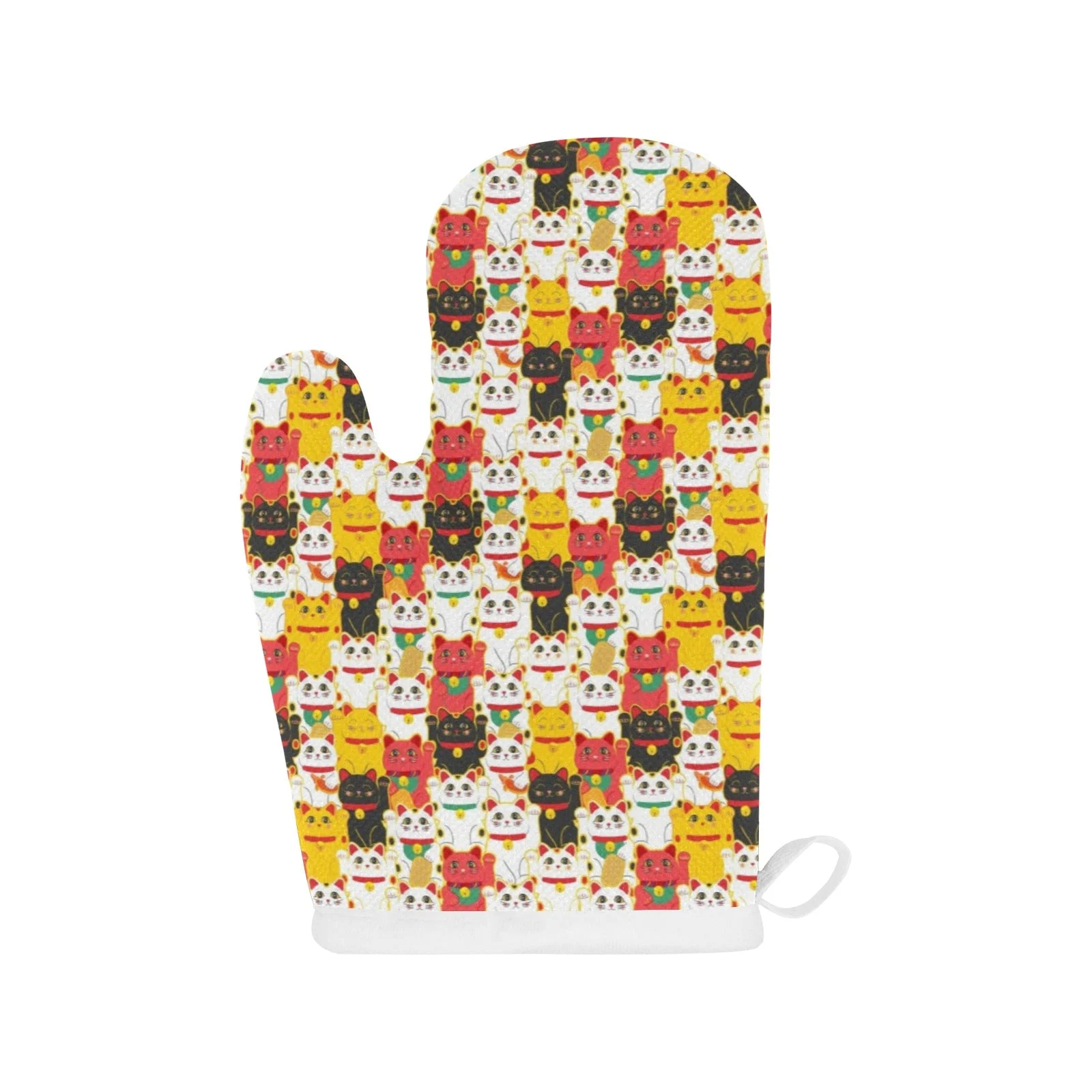 Colorful Maneki Neko Cat Pattern Heat Resistant Oven Mitts Pot Holders Set Colorful Maneki Neko Cat Pattern Heat Resistant Oven Mitts Pot Holders Set