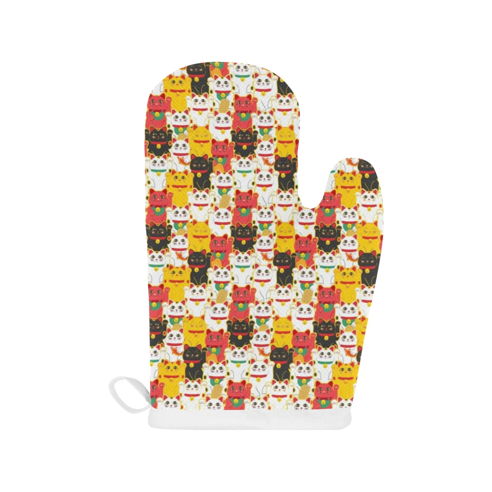 Colorful Maneki Neko Cat Pattern Heat Resistant Oven Mitts Pot Holders Set Colorful Maneki Neko Cat Pattern Heat Resistant Oven Mitts Pot Holders Set