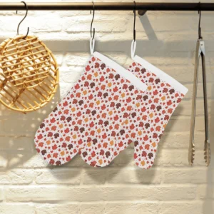 Colorful Maple Leaf Pattern Heat Resistant Oven Mitts Pot Holders Set