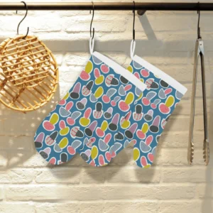 Colorful Mushroom Design Pattern Heat Resistant Oven Mitts Pot Holders Set