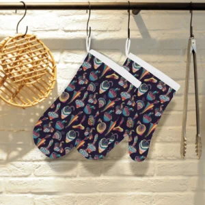 Colorful Mushroom Pattern Heat Resistant Oven Mitts Pot Holders Set