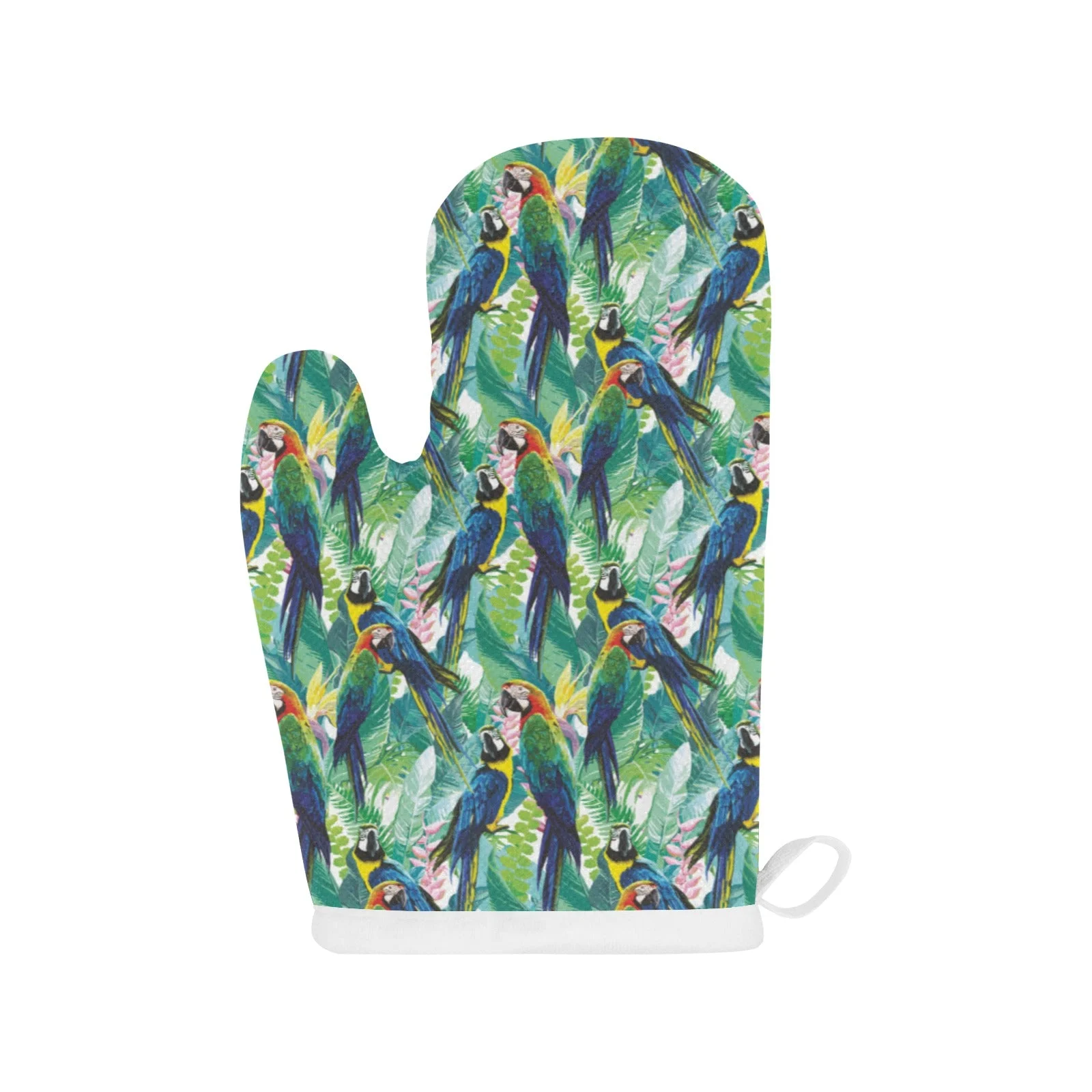 Colorful Parrot Exotic Flower Leaves Heat Resistant Oven Mitts Pot Holders Set Colorful Parrot Exotic Flower Leaves Heat Resistant Oven Mitts Pot Holders Set