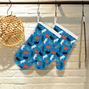 Colorful Rhino Pattern Heat Resistant Oven Mitts Pot Holders Set