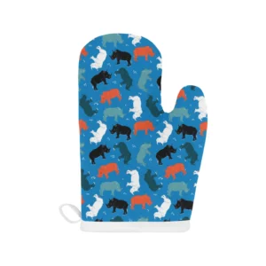 Colorful Rhino Pattern Heat Resistant Oven Mitts Pot Holders Set