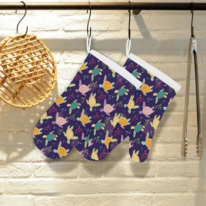 Colorful Sea Turtle Pattern Heat Resistant Oven Mitts Pot Holders Set