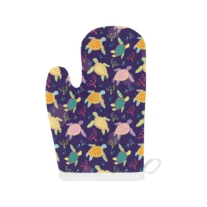 Colorful Sea Turtle Pattern Heat Resistant Oven Mitts Pot Holders Set