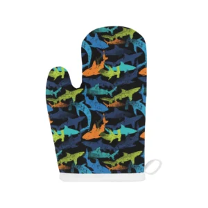 Colorful Shark Heat Resistant Oven Mitts Pot Holders Set