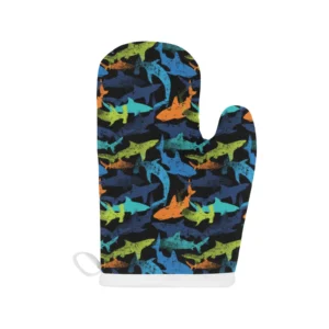 Colorful Shark Heat Resistant Oven Mitts Pot Holders Set