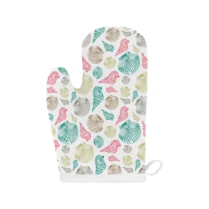 Colorful Shell Pattern Heat Resistant Oven Mitts Pot Holders Set