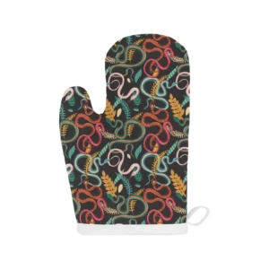 Colorful Snake Plant Pattern Heat Resistant Oven Mitts Pot Holders Set